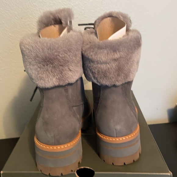 Timberland Courmayeur Valley shearling New boots, medium grey Nubuck size 8 - Picture 3 of 10